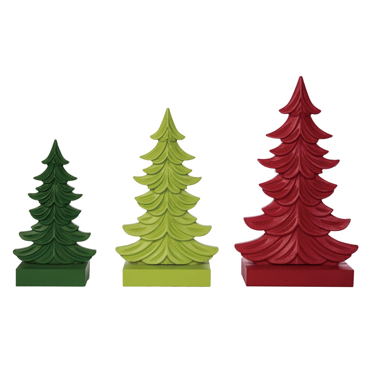 Transpac MDF Bright Christmas Tree Table Decor Set of 3 Colorful Sculptures for Festive Indoor Holiday Decor
